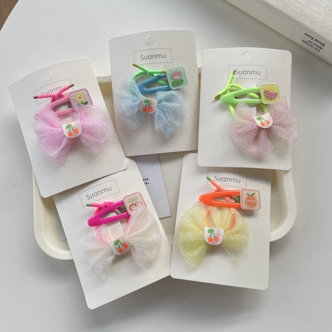 Handgefertigter Stoff Kinder Haarschmuck Netzschleife Haargummi Und Muster BB Clip Für Mädchen Süße Prinzessin Kollektion