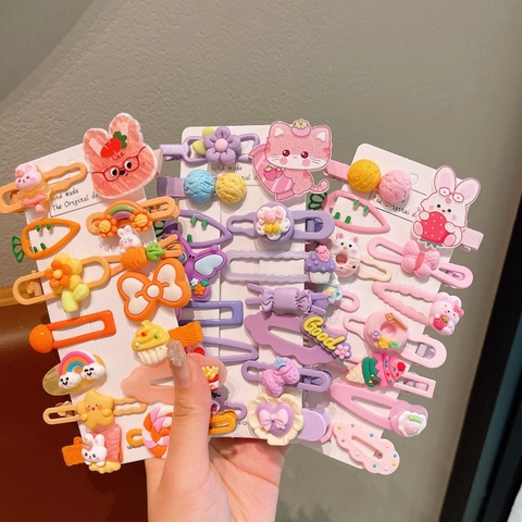 Colorate Mollette per Capelli per Bambini Cartoni Animati Animali Frutta Arcobaleno Resina Forcine Stile Dopamina Accessori Capelli Ragazze
