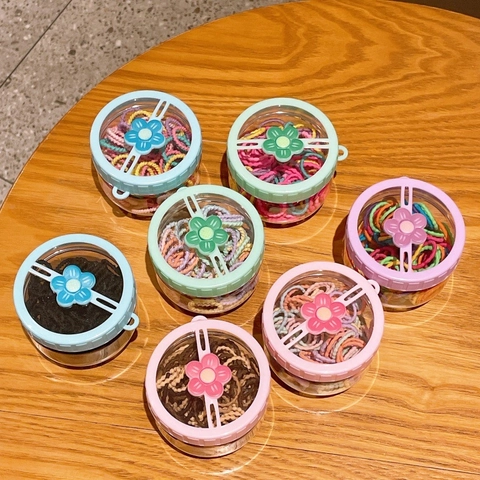 Children's Colorful Boxed Elastic Hair Ties For Girls Kids Seamless Hair Bands No Damage Hair Accessories Small Hair Ring