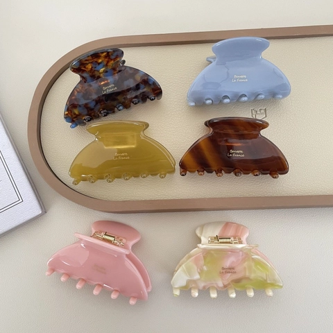 French Style Acetate Hair Claw Clips Elegant Marble Tortoiseshell Hair Clips Geometric Shark Clips For Women Hair Accessories