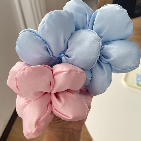 Übergroßes 3D Satin Blume Haargummi Für Damen Koreanischer Stil Elegantes Elastisches Haarband Süßer Floral Ponytail Halter