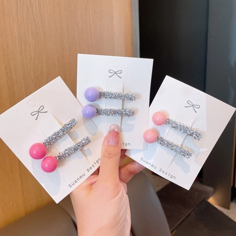 Pinzas para el Cabello de Perlas Coloridas Con Strass para Niñas Pinzas de Pato Accesorios de Moda para el Cabello Niños