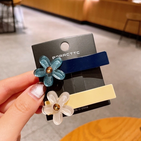 Koreanische Vintage Blume Ente Haarklammer Harz Floral Seitenhaarnadel Strass Eleganter Haarschmuck Für Damen Mädchen