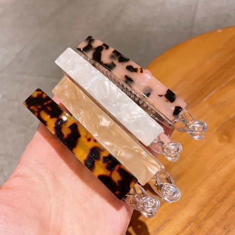 Vintage Leopardenmuster Zelluloseacetat Bananen Haarclip Rutschfest Schildpatt Marmor Haarschmuck Für Damen Pferdeschwanz
