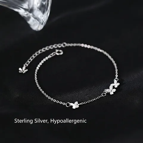 Elegante Bracciale a Farfalla in Rame per Donna Placcato in Oro Bianco Catena Sottile con Strass Gioielli Minimalisti per Appuntamenti