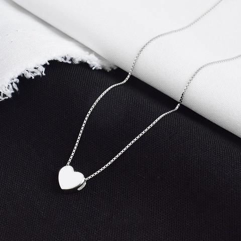 Minimalist Copper Heart Pendant Necklace For Women Elegant Artificial Pearl Clavicle Chain Jewelry Gift Silver Tone