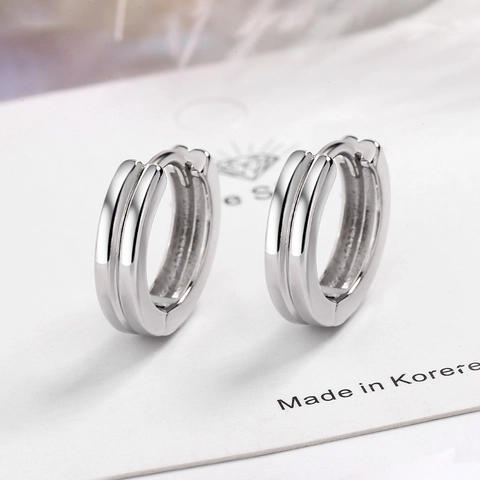 Minimalistische Koperen Geometrische Dubbellaagse Oorknopjes Met 925 Sterling Zilver Stift Voor Dames Koreaanse Stijl