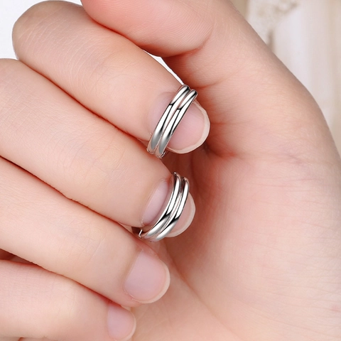 Minimalistische Koperen Geometrische Dubbellaagse Oorknopjes Met 925 Sterling Zilver Stift Voor Dames Koreaanse Stijl