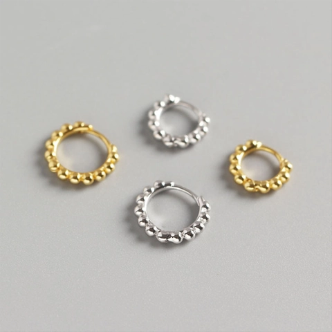 Orecchini a Cerchio in Rame con Perline per Donna Placcati in Oro Argento Retro Geometrici Piccoli Orecchini Huggie Gioielli Moda