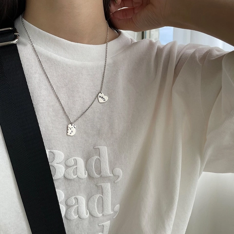 Süße Cartoon Bär Herz Anhänger Halskette Kupfer Versilbert Hope Graviert Schlüsselbeinkette Mode Schmuck Für Damen Accessoires
