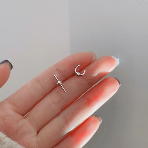 Asymmetrische Oorknopjes Met Schroefdraad En 925 Sterling Zilveren Stift Minimalistische Verzilverde Geometrische Sieraden Voor Dames