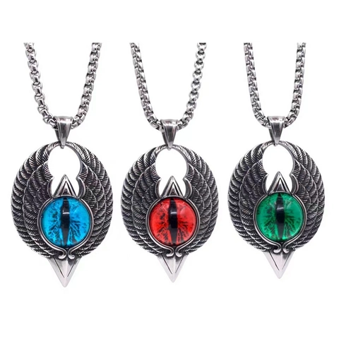 Collana con Ciondolo Malocchio ad Ala di Aquila in Acciaio Inossidabile Gotico per Uomo Gioielli Hip Hop Punk Rock Occhio di Drago