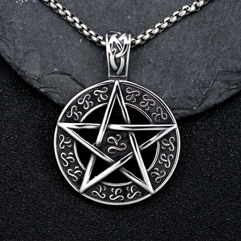 Ciondolo Pentagramma Vichingo Vintage Solo Senza Catena Acciaio Inossidabile Cerchio Magico Nodo Celtico Collana Uomo Gioielli