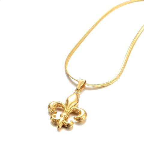 Edelstahl Lilie Anhänger Halskette Für Damen Herren Vergoldet Schlangenkette Hip Hop Personalisierte Schmuck Geschenk