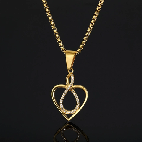 316 Edelstahl Vergoldeter Unendlichkeit Herz Anhänger Ohne Kette Zirkonia Anhänger Damen Schmuck Geschenk