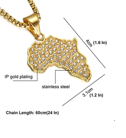 Hip Hop Stainless Steel Iced Out Africa Map Pendant Only Without Chain Gold Black Rhinestone Map Of Africa Jewelry For Unisex