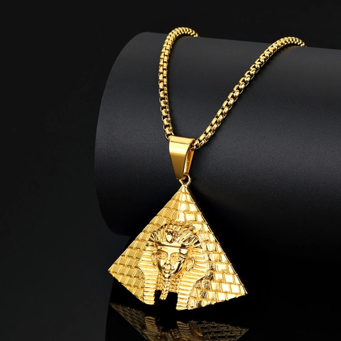Colgante Faraón Pirámide Egipcia Vintage Solo Sin Cadena Acero Inoxidable 316 Baño Oro Joyería Hip Hop Hombre