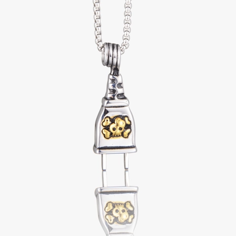 Punk Edelstahl Totenkopf Netzstecker Anhänger Halskette Für Herren Damen Gold Silber Galvanisiert Industrie Schmuck Geschenk