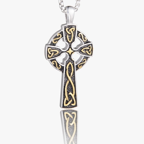 Vintage Stainless Steel Celtic Knot Cross Pendant Necklace For Men Women Retro Religious Jewelry Fashion Necklace Gift