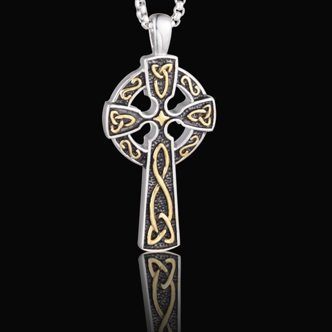 Vintage Stainless Steel Celtic Knot Cross Pendant Necklace For Men Women Retro Religious Jewelry Fashion Necklace Gift