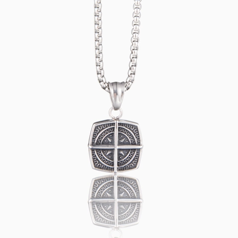 Collana con Pendente a Bussola Vintage in Acciaio Inossidabile Punk Nordico Vichingo Bussola Rosa Gioielli Unisex Uomo Donna Argento