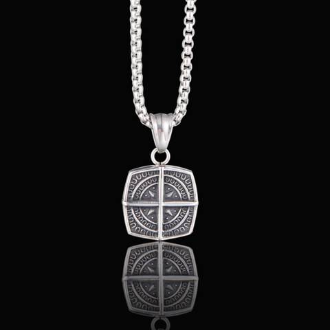 Collana con Pendente a Bussola Vintage in Acciaio Inossidabile Punk Nordico Vichingo Bussola Rosa Gioielli Unisex Uomo Donna Argento