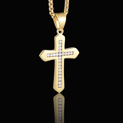 Collar Con Colgante De Cruz Hip Hop Acero Inoxidable Zirconia Incrustada Color Oro Plata Joyería Religiosa De Moda Para Hombres Mujeres