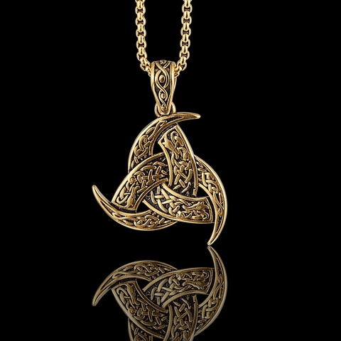Collar con Colgante Vikingo Triple Cuerno de Odín Acero Inoxidable Nudo Celta Joyería Nórdica para Hombre Mujer Uso Diario