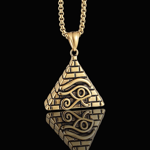Vintage Egyptian Pyramid Eye Of Horus Pendant Necklace Stainless Steel Titanium Steel Punk Jewelry For Men Women Daily Accessory