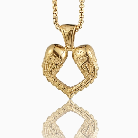 Gothic Stainless Steel Skull Heart Pendant Necklace For Men Women Punk Hip Hop Skeleton Style Jewelry Gold Silver
