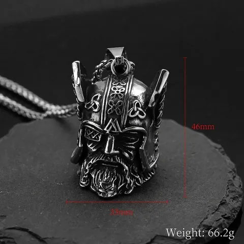 Collana con Ciondolo Elmo del Guerriero Vichingo Odin per Uomo Retro Argento Antico Acciaio Inossidabile Gotico Ciondolo Gioielli