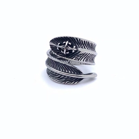Vintage Stainless Steel Ring For Men Hip Hop Gothic Poker Feather Star Vine Band Ring Retro Silver Fashion Men Jewelry