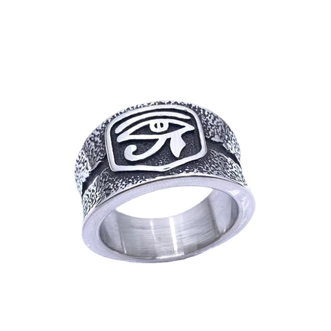 Anillo de Acero Inoxidable Vintage Ojo de Horus para Hombre Punk Rock Símbolo Antiguo Egipto Anello de Banda Joyería