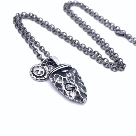 Collana con Ciondolo a Punta di Freccia Indiana Vintage in Acciaio al Titanio Aquila Effetto Invecchiato Gioielli Hip Hop da Uomo