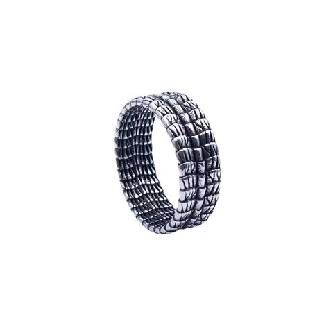 Anello Vintage in Acciaio Inossidabile a Scaglie di Osso di Drago per Uomo Hip Hop Punk Rock Gothic Texture Bio Gioielli