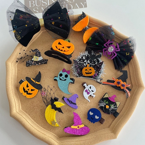 Κλιπ Μαλλιών Halloween Κολοκύθα Φάντασμα Νυχτερίδα για Παιδιά Κορίτσια Κινουμένων Σχεδίων Φιόγκος Αράχνη Αξεσουάρ Κοστουμιών Πάρτι