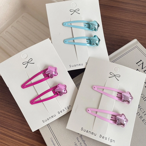 Pinzas Para El Cabello De Estrella De Color Metálico Para Niñas Clips BB De Color Caramelo Horquillas De Forma De Estrella