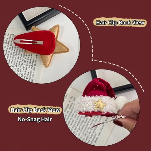 Accesorios para el Cabello de Fiesta de Navidad Diadema de Lazo de Terciopelo Rojo Pinza de Pelo de Sombrero de Santa Claus Estrella Niños