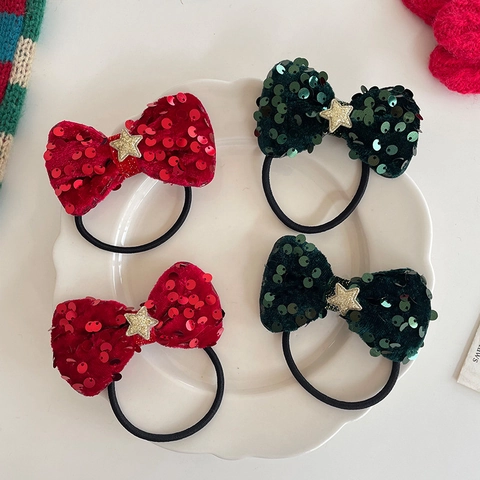 Pinzas para el Cabello con Lazo de Lentejuelas y Cuernos de Reno de Navidad para Niñas Accesorios para el Cabello con Estrellas Brillantes Diadema