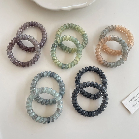 Gradient Marble Spiral Hair Ties Telephone Wire Hair Bands For Women High Elastic Seamless Scrunchies Hair Accessories