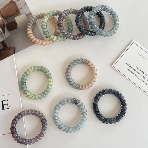 Gradient Marble Spiral Hair Ties Telephone Wire Hair Bands For Women High Elastic Seamless Scrunchies Hair Accessories