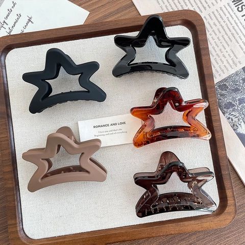 Pinze per Capelli a Forma di Stella in Acetato Opaco Lucido Molla Grande Design Cavo Stile Coreano Accessori Capelli Donna