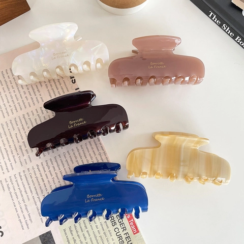 Pince à Cheveux en Acétate Français pour Femmes Vintage Écaille Floral Shark Clips Élégant Barrettes Grandes Pinces