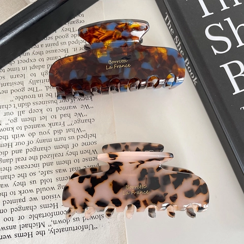 Pince à Cheveux en Acétate Français pour Femmes Vintage Écaille Floral Shark Clips Élégant Barrettes Grandes Pinces