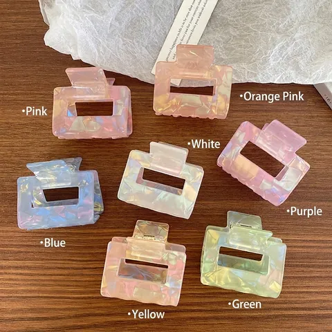 Pinza per Capelli Quadrata in Acetato Perla Sirena Trama Marmo Coreana Vintage Piccola Clip Squalo Dolce Clip Capelli Geometrica