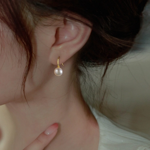 Pendientes de Gota de Cobre Con Perla Artificial Minimalista Estilo Francés Joyas Elegantes Chapadas en Oro Plata para Mujer