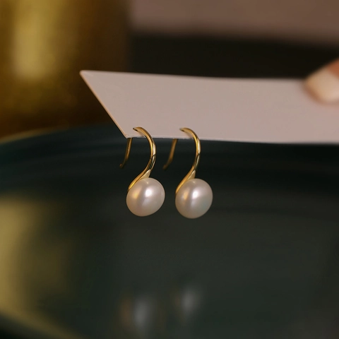 Pendientes de Gota de Cobre Con Perla Artificial Minimalista Estilo Francés Joyas Elegantes Chapadas en Oro Plata para Mujer