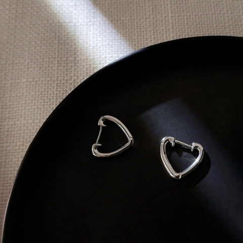 Orecchini a Cerchio a Cuore Minimalisti per Donna Orecchini a Forma di Cuore Cavi Placcati in Argento Rame Gioielli Regalo
