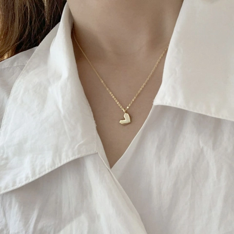 Minimalistische Kupfer Gold Überzogene Geometrische Facettierte Herz Anhänger Halskette Für Damen Mode Schlüsselbein Kette Schmuck