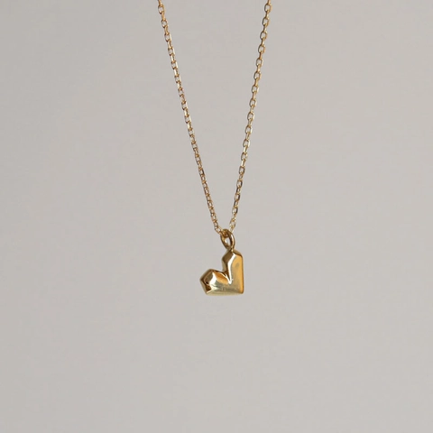 Minimalistische Kupfer Gold Überzogene Geometrische Facettierte Herz Anhänger Halskette Für Damen Mode Schlüsselbein Kette Schmuck